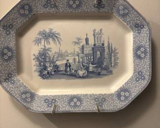 W. Adams & Sons "Isola Bella" Blue and White Octagonal Serving Platter