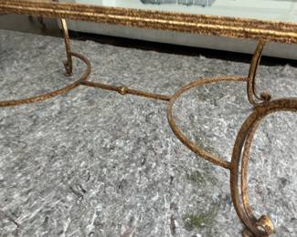 Rene Drouet Style Gilt Iron and Glass Coffee Table