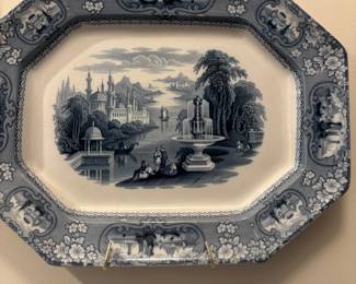Antique T.J. & J. Mayer Florentine Blue and White Octagonal Platter