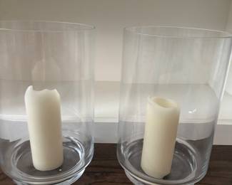 Simon Pearce Nantucket Glass Hurricane Candle Holders