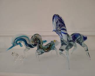Art glass horses.