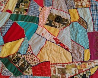 Antique hand made crazy quilt.