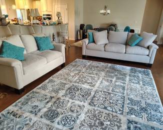 Nice modern sofa set with great area rug .