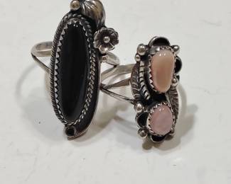 Ornate sterling navajo rings.