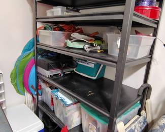 Nice metal shelving unit.