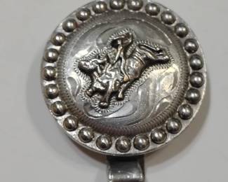 Vintage Justin Boots company rodeo champion sterling silver money clip.
