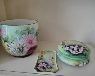 Rare William Guerin Limoges large vase and Candy Dish with tray