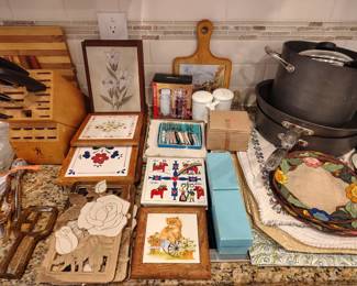 Lots of vintage cooking and serving wares. More not shown 
