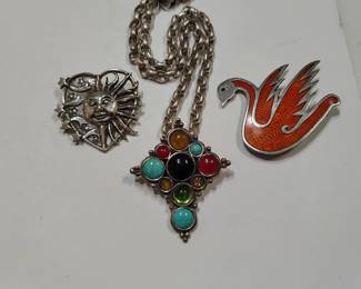 Southwestern style sterling silver jewelry. And artist made designer brooch.