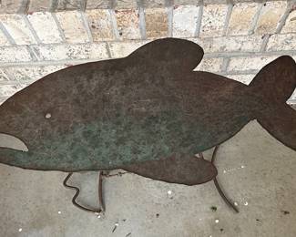 Rustic Metal Fish Garden Sculpture