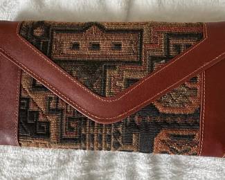 Woven Kilim & Leather Clutch Wallet