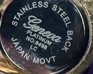 Geneva Platinum Ladies Watch Octagonal Bezel Bamboo Band