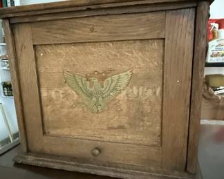 Oak Desk Organizer with Eagle Motif
