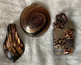 Murano Glass & Shell Pendant Lot