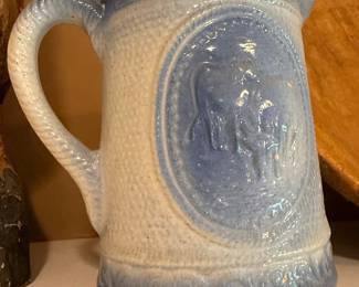 Blue & Green Relief Decorated Pitchers