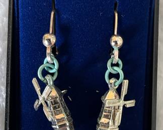 Sterling Silver Windmill Dangle Earrings