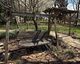 Wooden Garden Swing with Pergola