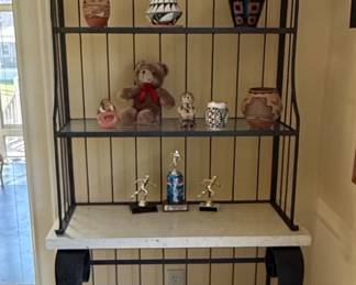 Wrought Iron Bakers Rack with Faux Marble Top