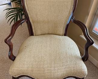 Victorian Style Carved Wood Accent Chairs