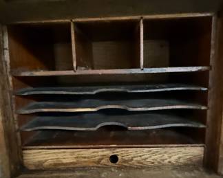 Oak Desk Organizer with Eagle Motif