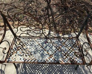 Wrought Iron Scrollwork Garden Bench and Chairs Set