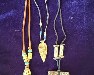 Set of 3 Natural Material Tribal Style Necklaces