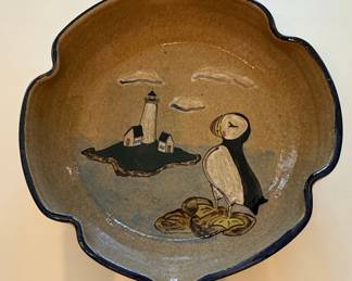 Puffin & Lighthouse Ceramic Bowl - Highland Stoneware Style