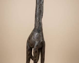 African Style Giraffe Sculpture with Cowrie Shell Base