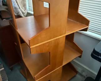 Mid-Century Modern Style Wood Swivel Shelf Unit