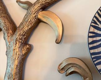 Gold Tone Butterfly Zebra Plate Tree Wall Decor