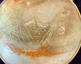 Hand-Carved Mother of Pearl Face Pendant Necklace