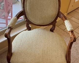 Victorian Style Carved Wood Accent Chairs