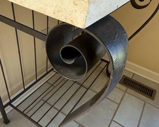 Wrought Iron Bakers Rack with Faux Marble Top