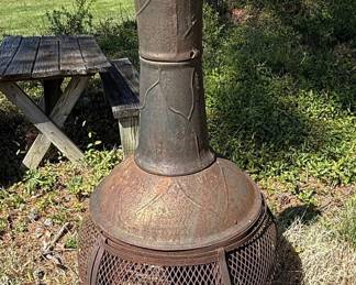 Cast Iron Leaf Pattern Chiminea Fire Pit