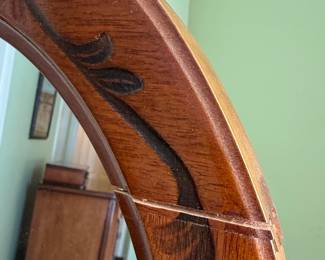 Oval Cheval Mirror with Carved Inlay
