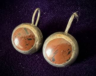 Mexican Silver & Red Jasper Dangle Earrings