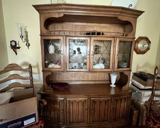 Hutch with glass door, plates rack, ample top surface and cabinets