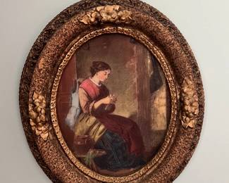 Antique oval frame painting 
