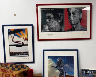 framed music collectibles and posters 