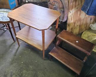 Vintage solid wood end table