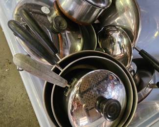 vintage Revere copper bottom pans