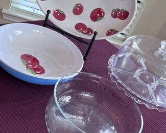 Lots of glassware and entertaining dishes and platters 