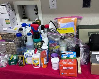 Lots of cleaning supplies 
