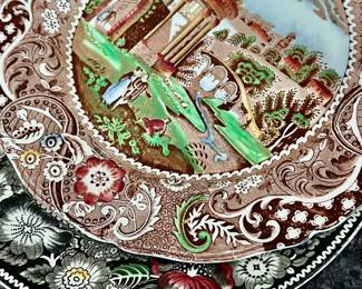 Transfer-ware plates and saucers 