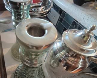 Mercury glass Silver plate Tea pot