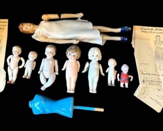 Vintage Porcelain Dolls, Dress Patterns,  More