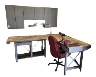 Metal Storage Cabinet, Work Bench, Chair  More