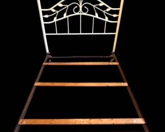 White Iron Bed frame With Leaf Details Full Size