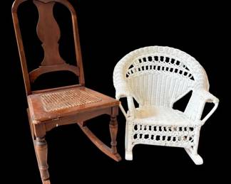 Two Vintage Childrens Rocking Chairs