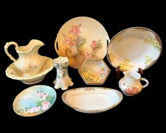 Porcelain Hat Pin Holder, Handpainted Plates, Bowl,  More